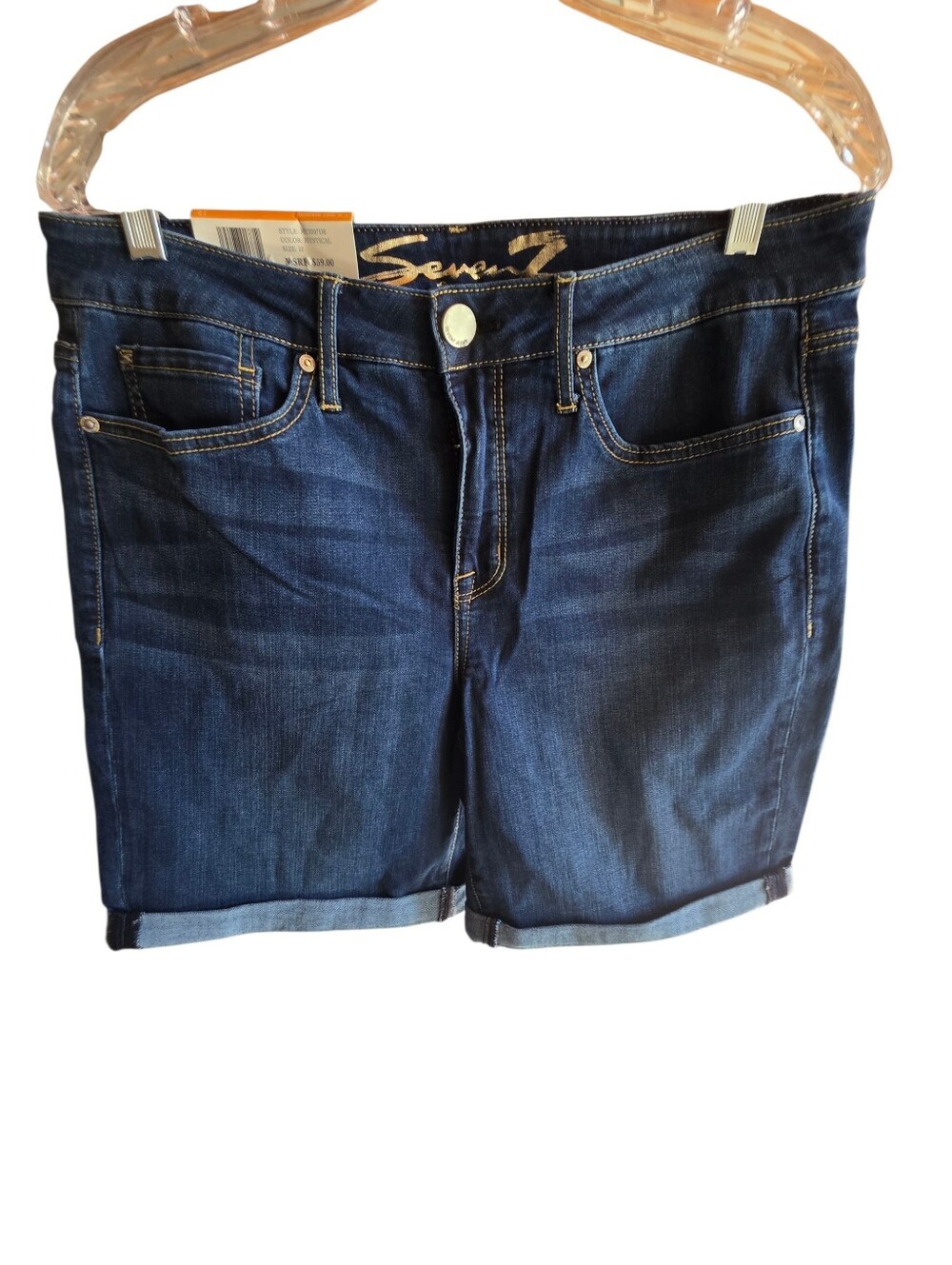 Seven7 Indigo Blue Rolled-Hem Denim Shorts